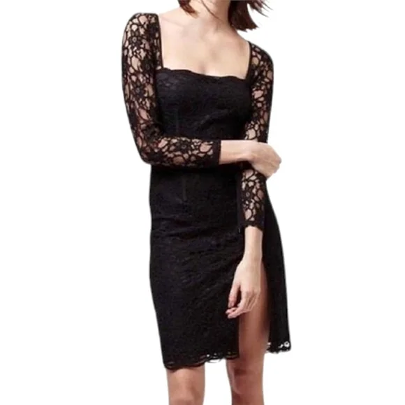 Topshop | Dresses | Topshop Black Lace Square Neck Midi Dress | Poshmark